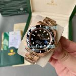 High Replica Rolex Submariner Watch Black Face Rose Gold strap Black Ceramic Bezel  40mm